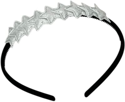 Diadeem met sterretjes - kerstcollectie - glimmend - ster - zwarte diadeem - zilver