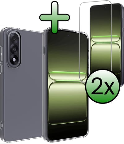 Hoesje Met 2x Screenprotector - Geschikt voor OnePlus Nord 5 - Sterk & Shockproof - Back Cover - Siliconen Case - Telefoon Hoes - Transparant