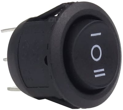 AMiO Inbouw Schakelaar 12/230V Drukknop - Aan/Uit/Aan (3 standen) Zwart