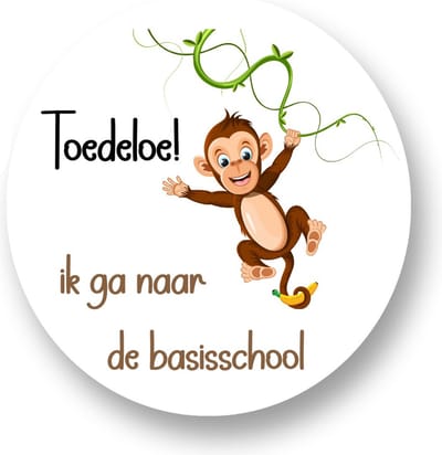 20x Traktatie stickers Toedeloe Aap - Verjaardag stickers - Afscheid opvang - Sluitstickers - Kinderfeest Traktatie - Uitdelen - Uitdeeltraktatie - Wensetiket - Rond - 40mm - Glossy sticker