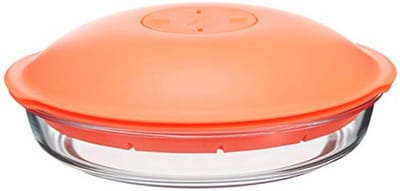 Magnetron-stoomkoker van glas met kunststof deksel - 1,8 liter, oranje