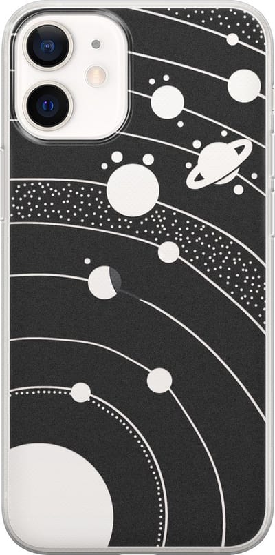 Hoesje geschikt voor iPhone 12 Mini - Universe space - Soft Case - TPU - Print - Transparant - Mooie Telefoonhoesjes