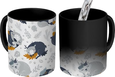 Magische Mok - Foto op Warmte Mokken - Koffiemok - Patroon - Kinderen - Jongens - Dieren - Slapen - Magic Mok - Beker - 350 ML - Theemok