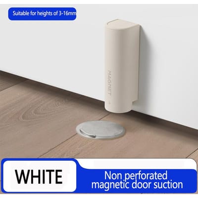 Butée de porte magnétique en acier inoxydable, base de porte grise noire sans clou, quincaillerie de porte Prévention de fermeture de porte Butoir de porte ferme-porte blanc