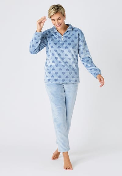 Damart - Pyjama fleece reliëf met Thermolactyl-label - Dames - Blauw - 34-36 (XS)