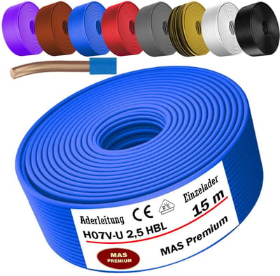 Eénaderige Installatiedraad H07V-U 1.5mm² - Flexibele Koperen Kabel op Meter