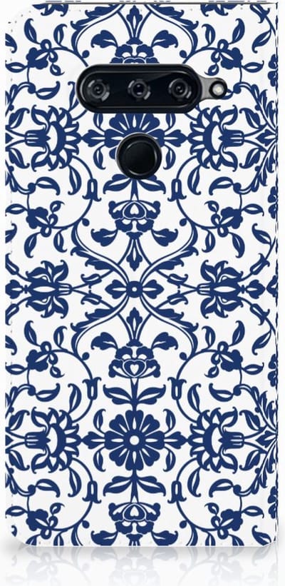 LG V40 Thinq Smart Cover Flower Blue