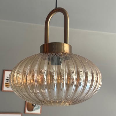 Bamyum Elegant Glazen Enkele Kroonluchter Retro Honingkleur Hanglamp