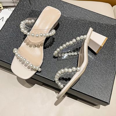 Beadensandalen voor dames Nieuwe hakken Dameshakken Slippers Schoenen Dames Zomersandalen Antislip Strandsandalen Plus Size 35 ~43 35 gray