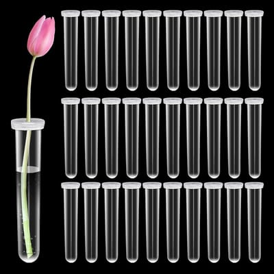 30 Stuks Transparante Bloemtestbuizen, Plastic Orchidebuizen met Deksel 110×18mm, Waterbuizen voor Bloemstukken en Arrangements