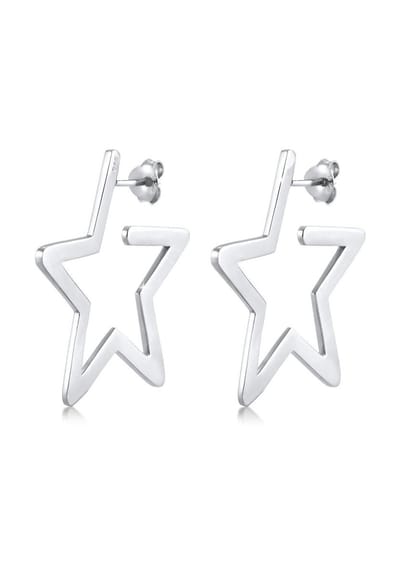 Elli Dames Oorbellen Dames oorringen Ster Uitgesneden Astro Basic van 925 Sterling Zilver