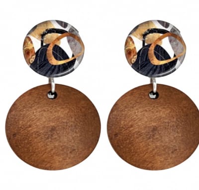 Clip oorbellen -Fayen- bruin- 3 cm- geen gaatje- lang- Charme Bijoux
