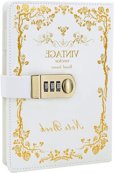 Veilig Dagboek met Slot - PU Leren Notitieboek Planner, Gelijnd Reisdossier, Wachtwoord Notitieblok 215 x 150mm voor Persoonlijke Aantekeningen en Plannen