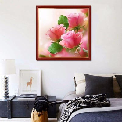 Daimond schilderij  Pink Rose  3D diamant schilderij rond strass diamant schilderij borduurwerk 30x30CM brown