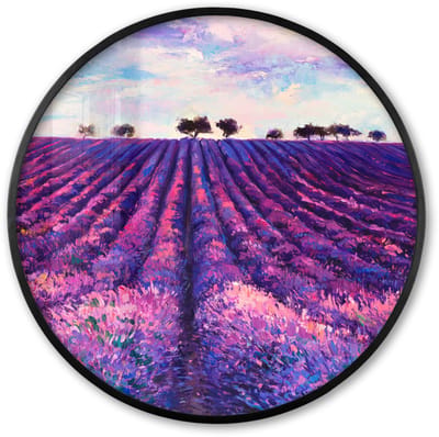 Poster in lijst Rond - Fotolijst 60x60 cm - Posters - Olieverf - Schilderij - Bloemen - Ronde posterlijst zwart - Decoratie - Wanddecoratie woonkamer - Muurdecoratie slaapkamer