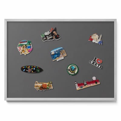 Tulup Magneetbord met Zilveren Frame - Grijs Magneetbord in Effen Kleuren - 70 cm x 50 cm - Kleur donkergrijs - Magneetbord voor Reissouvenirs - Magnetisch Bord Foto Bevestiging - Design Magneetbord met Frame