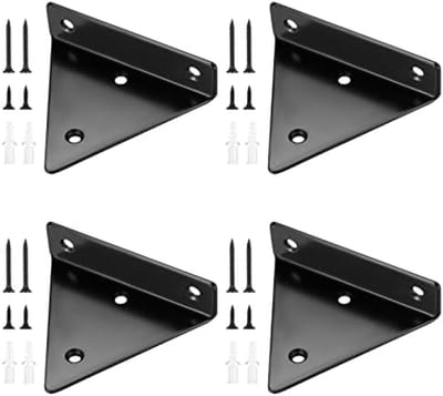 4-delige Set Onzichtbare Plankdragers – Zwevende Plankhouders 100x80 mm – Sterke IJzeren Wandbeugels met Driehoekig Design – Verborgen Montage voor Boekenplanken, Kasten & Woondecoratie – Inclusief Schroeven