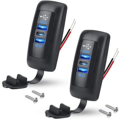 KEBIDUMEI 1/2 stuks Autolader 12V/24V Snel Opladen Stopcontact QC3.0+PD USB Uitgang Waterdicht Voeding Adapter Auto Accessoires perzik