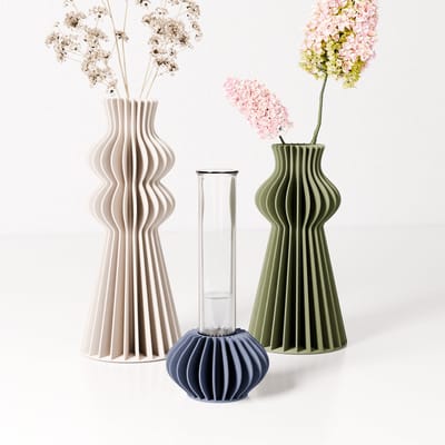 Fleuriek - Reageerbuis vaasjes set van 3 - Groen, blauw, beige - Decoratieve vaasjes voor droogbloemen