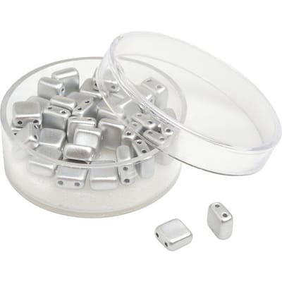 Glaskraal "Vierkant", 35 stuks - Zilver