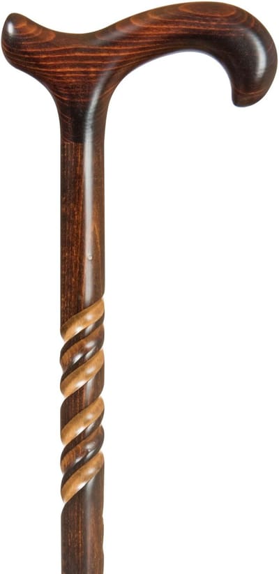 Gastrock - Houten Wandelstok Spiral-Derby Ombrè - 94cm - Voorzien van rubberen dop