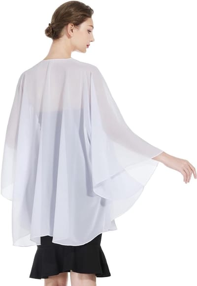 Chiffon Cape Dames - Elegante Stola - Feestelijke Gelegenheid - Uniek Armsgat Ontwerp - 106 cm voorzijde - Veelzijdig