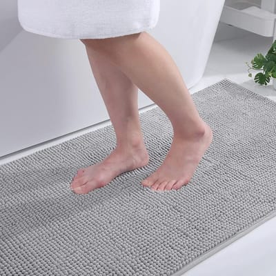 Zachte antislip badmat 40x60 cm - Lichtgrijs, absorberend en wasbaar