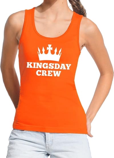 Oranje Kingsday crew tanktop / mouwloos shirt voor dames - Koningsdag kleding S