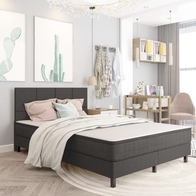 vidaXL - Boxspring - stof - donkergrijs - 140x200 - cm