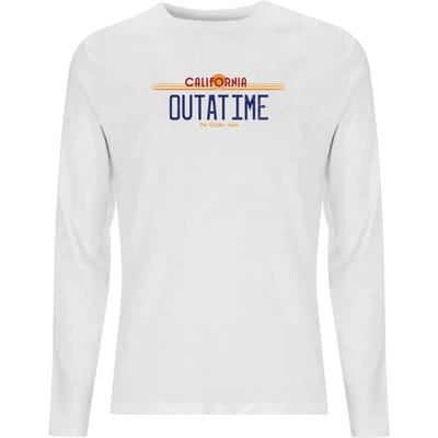 Back To The Future Outatime Plate Men's Long Sleeve T-Shirt - White - L