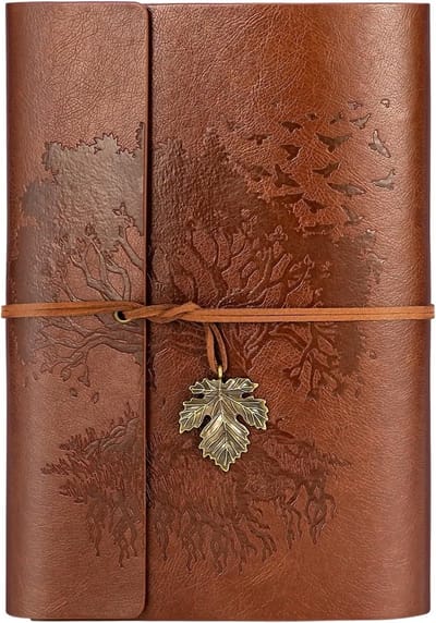 Herbruikbaar notitieboek van PU-leer met lege pagina's, spiralen, 160 pagina's, ideaal voor reizen en als cadeau voor jongens en meisjes (A5, 23.5×16.5cm, Rood)