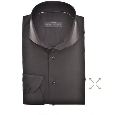John Miller Overhemd Slim Stretch Uni Zwart / male