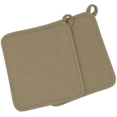HEM Pannenlappen Taupe – Groot Formaat – 100% Katoen – Gevoerd met Polyester – Hittebestendig tot 250°C – Set van 2 – Keukenaccessoires