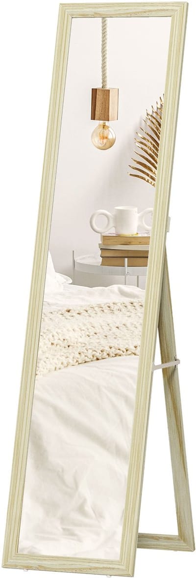 HOMCOM - Staande spiegel - MDF - 37x37x154cm - Natuurlijk hout