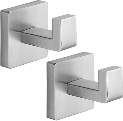 2 stuks - Handdoekhaakjes - Handdoekhaken2 stuks - handdoekhaken - Handdoekhaken - Punch-hole type - Multifunctioneel - Wandhaken - 304 roestvrij staal - Vierkant - Voor het ophangen van jassen, kledingstukken, kledinghaken - grijs