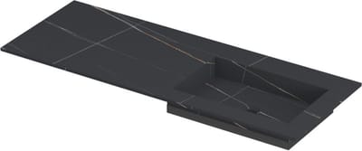 INK Post wastafel in keramische slab met envelop bodem wasbak rechts zonder kraangat 120x45x1cm, lauren black mat