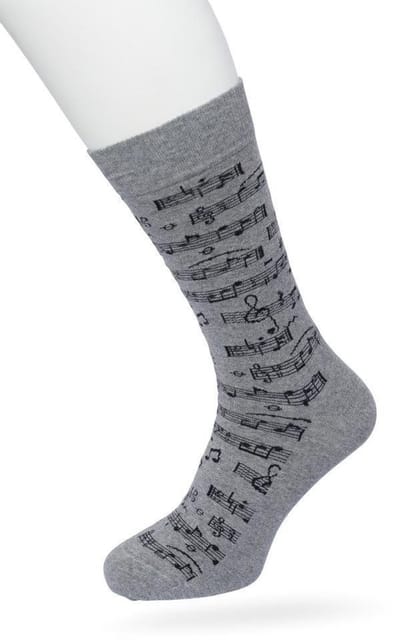 Bonnie Doon Heren Sokken met Muziek Print maat 40/46 Grijs - Thema Sokken - Muzieknoten - Cadeau Sokken - Zacht Katoen met Gladde Teennaad - Comfortabel - Perfect Cadeau - Medium Grey Heather - BT992132.112