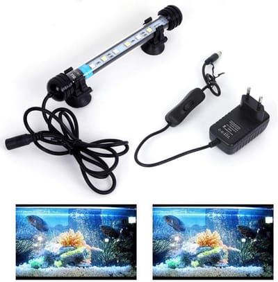 SnelShoppen - LED Aquarium-Licht 18-92cm met RGB Kleurverandering, IP68 Waterproof Onderwater Verlichting voor Vis Tank met Fernbediening - Wit & Blau