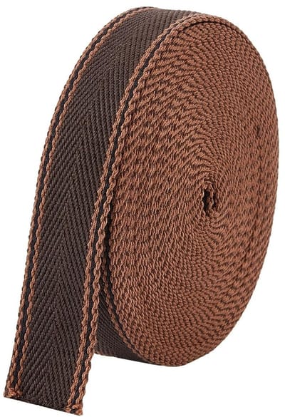 ZEYNOMAX- Riem 9 m - Geweven Band - Polykatoen - Bruine Strepen - 32,5 mm Breed - Platte Naaiband voor Tashandgrepen