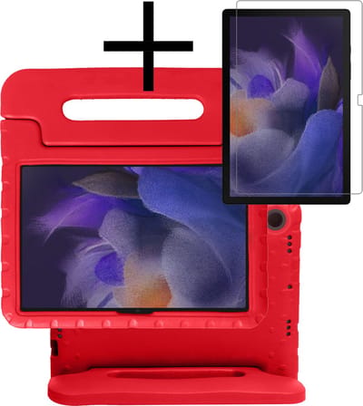 Hoes - Geschikt voor Samsung Galaxy Tab A8 - Met Screenprotector - Kinderhoes Shockproof Bumper - Kidsproof Case - Tablet Hoesje - Kinder Cover - Rood
