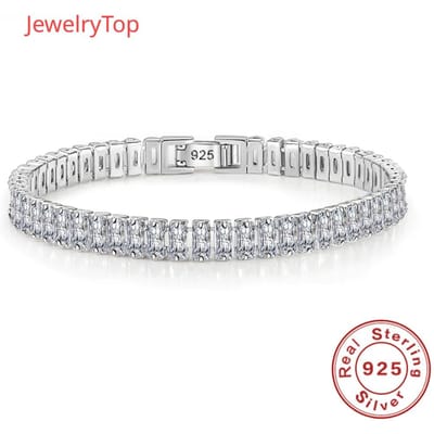 Noble Sterling Armband Elegante Zirkonia Kristal Fijne Sieraden Voor Vrouwen Meisje Verloving Bruiloft Glamour 18CM 18cm white