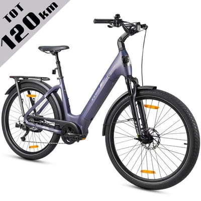 TTGO Elektrische Fiets - Stadsfiets 27.5 Inch - Middenmotor - 18Ah Accu tot 120 km - Shimano 9 Versnellingen - Hydraulische Schijfremmen - Blauw