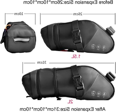 Fiets Zadeltas met Reflecterende Details, Waterdicht en Uitbreidbare Grote Capaciteit voor Fietsopslag