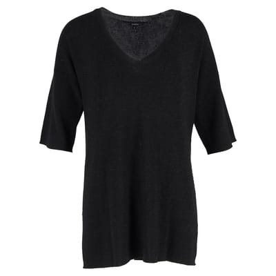 Joseph gebreide V-hals trui in zwart lurex