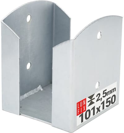 LUN FIX - Pfostendrager 101x150x2,5 mm - 1 stuk - Corrosiebestendig - Vierkante houten paal - Verzinkt staal - voor hekposten