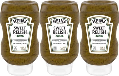 Heinz Sweet Relish - zoetzure augurk & kool voor hotdogs en salades - 3 x 375 ml