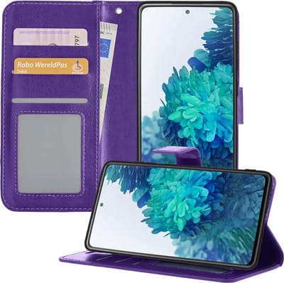 Hoesje - Geschikt voor Samsung Galaxy S20 FE - Luxe Bookcase - Walletcase Hoes - Portemonnee - Cover - Telefoonhoes - Paars