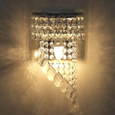Moderne kristallen wandlamp met chroomafwerking voor slaapkamer en woonkamer