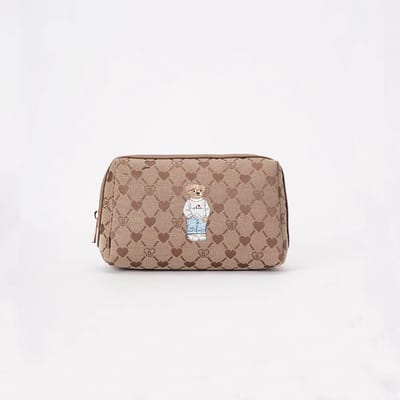 Toilettas - Gobelinstof - Beige monogram - Teddybeer - B-loved