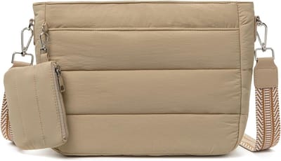 Dames Schoudertas, Lichtgewicht Puffer Crossbody Tas, Handtas met Muntzak en 2 Verstelbare Schouderbanden voor Werk, Reizen en Dagelijks Gebruik